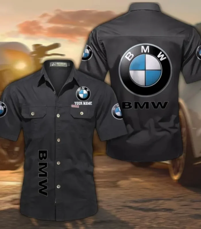 Small Executive Car Men's Casual Short Sleeved Shirt, Custom Name CAR392 - Black