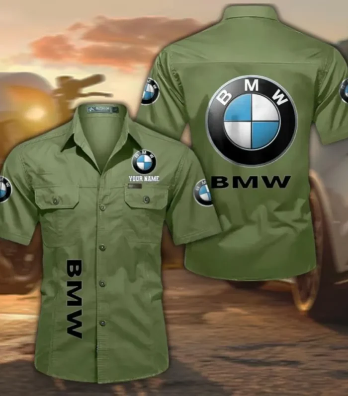 Sports Sedan Breathable Men's Cotton Short Sleeved Shirt, Custom Name CAR392 - Fruit Green