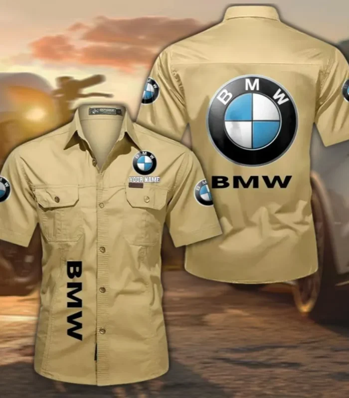 Flagship Sedan Men's Classic Short Sleeve Shirt, Custom Name CAR392 - Khaki