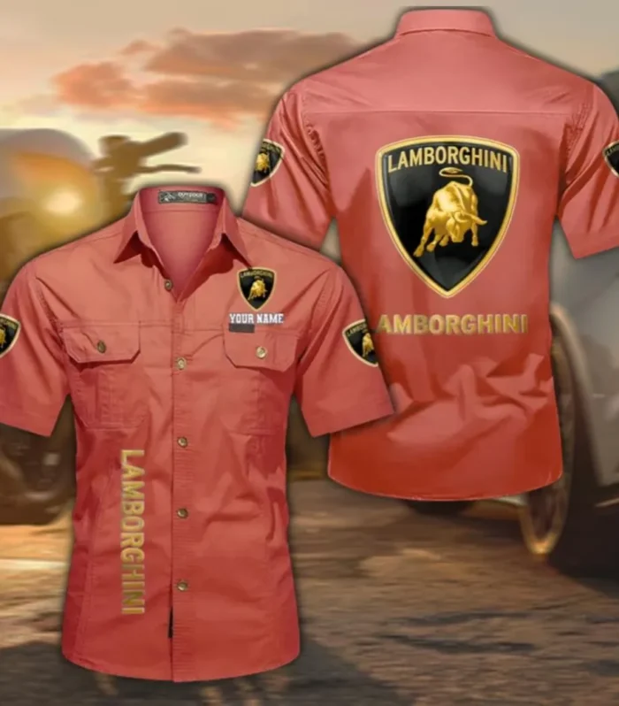 High-Performance Coupe Casual Short Sleeve Shirt, Custom Name CAR392 - Red