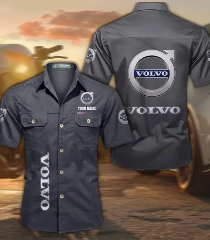 Reliable Vehicle Manufacturer Cotton Casual Short Sleeve Shirt, Custom Name CAR392 - Gray