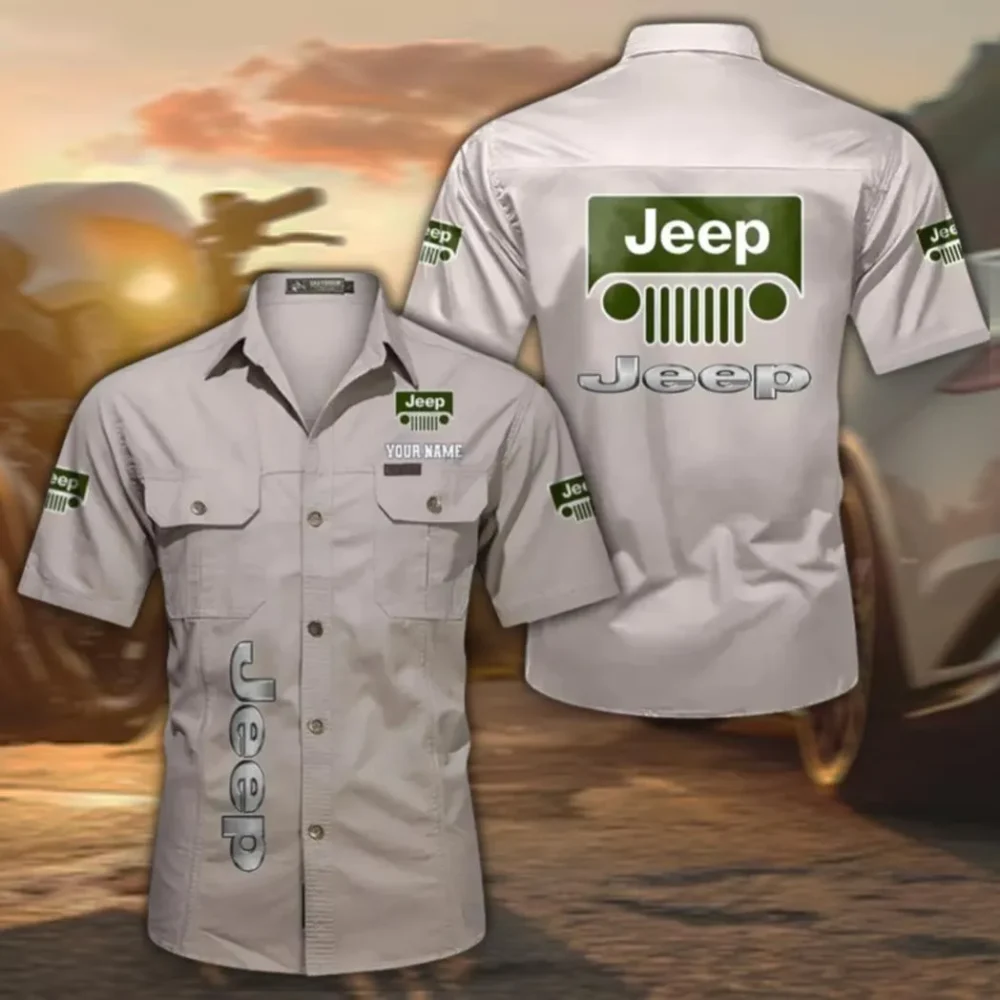 Utility 4x4 Manufacturer Classic Short Sleeve Shirt, Custom Name CAR392 - Beige