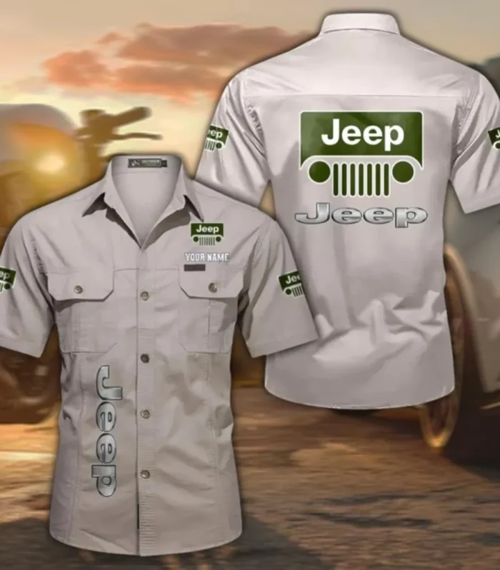 Utility 4x4 Manufacturer Classic Short Sleeve Shirt, Custom Name CAR392 - Beige