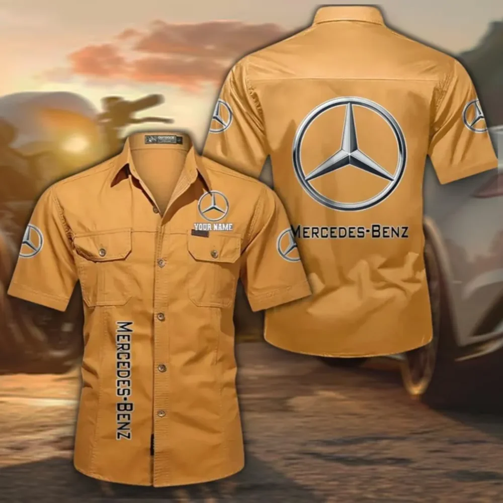 Grand Touring Auto Cotton Short Sleeved Shirt, Custom Name CAR392 - Turmeric