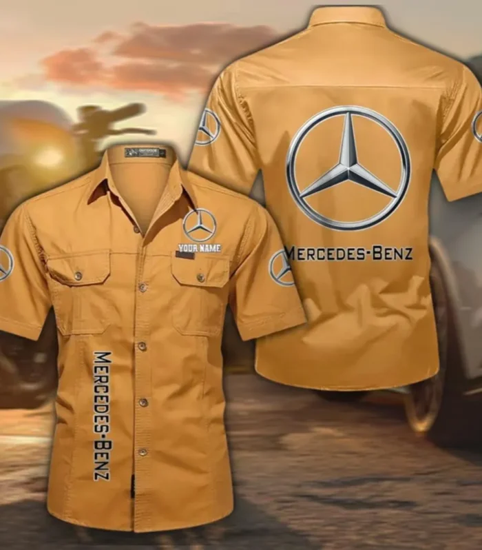 Grand Touring Auto Cotton Short Sleeved Shirt, Custom Name CAR392 - Turmeric
