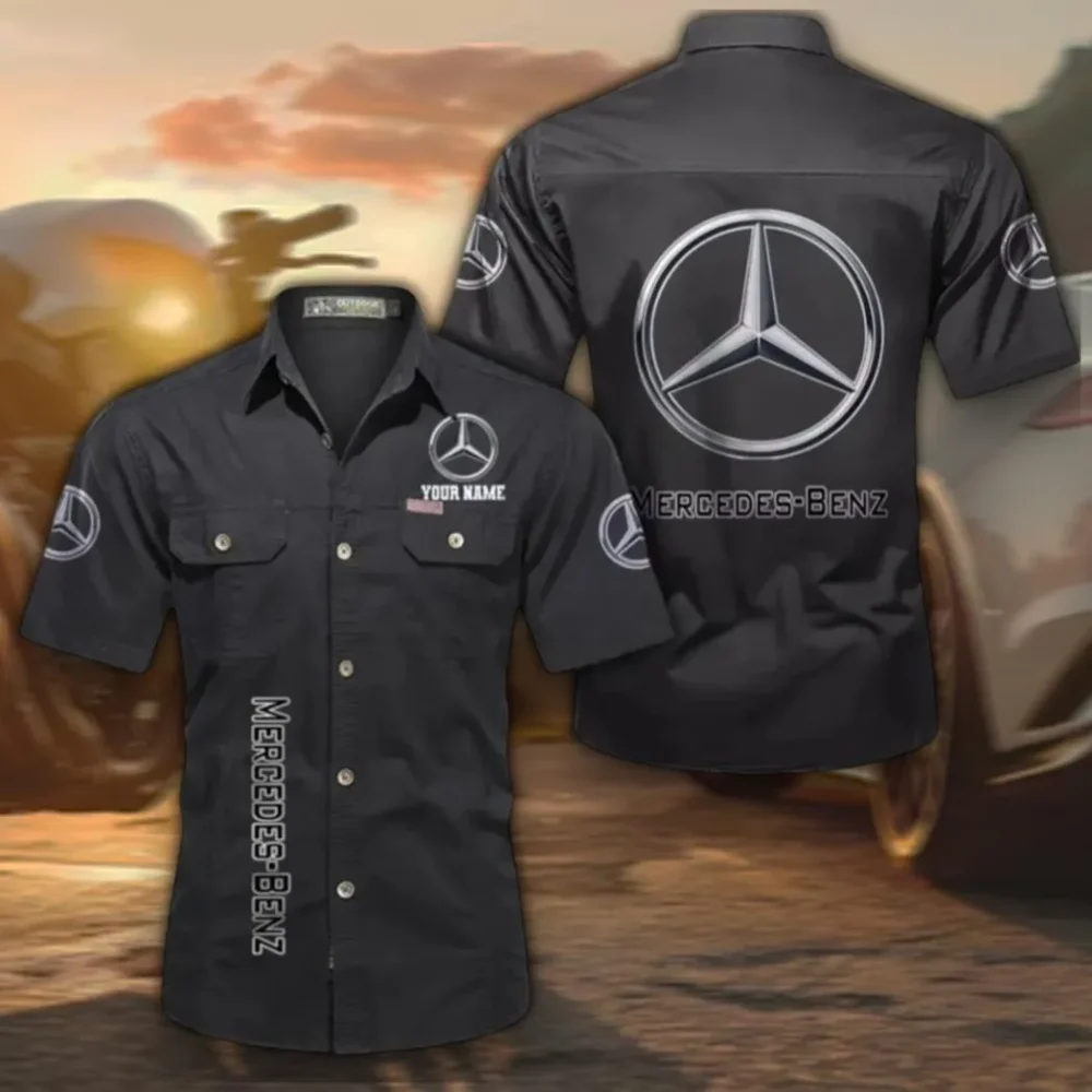 Premium SUV Men's Casual Short Sleeved Shirt, Custom Name CAR392 - Black