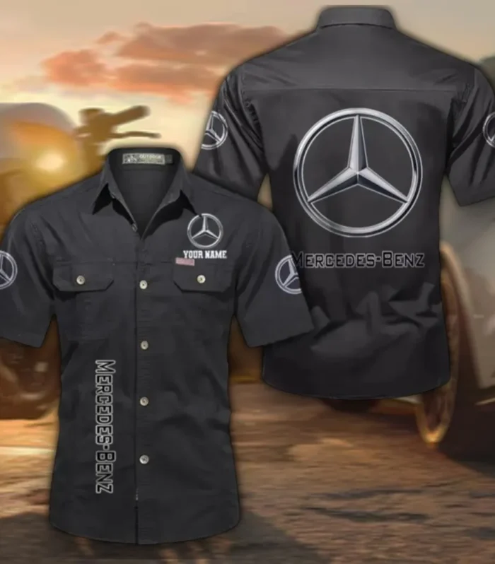 Premium SUV Men's Casual Short Sleeved Shirt, Custom Name CAR392 - Black