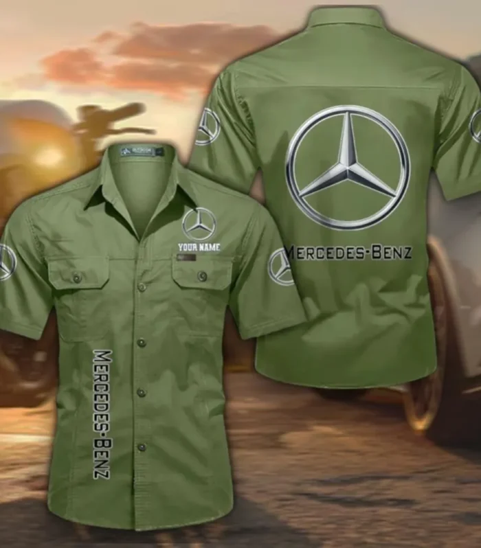 Luxury Car Breathable Men's Cotton Short Sleeved Shirt, Custom Name CAR392 - Fruit Green