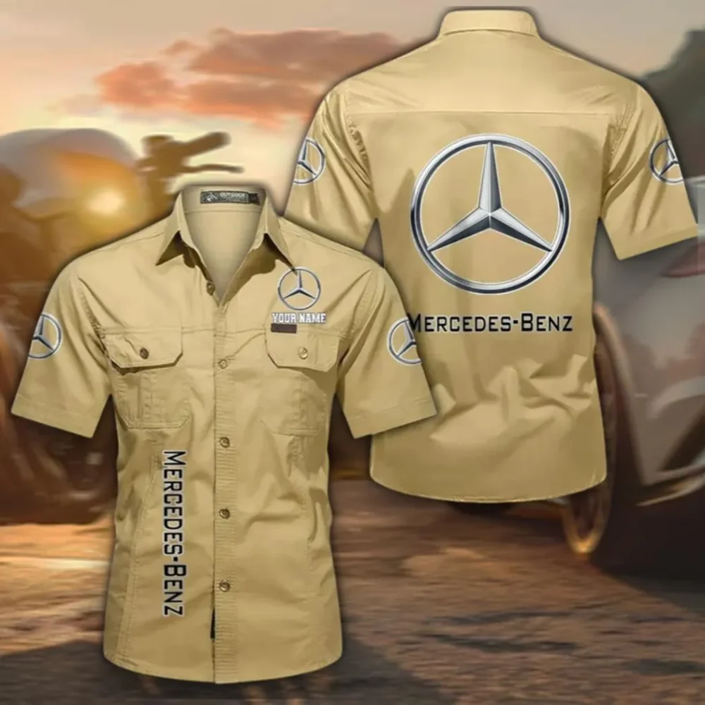 Grand Touring Auto Men's Classic Short Sleeve Shirt, Custom Name CAR392 - Khaki