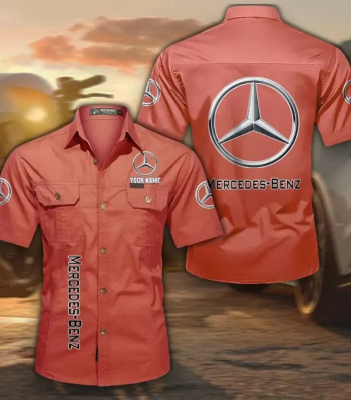 Premium Road Vehicle Lightweight Men's Cotton Short Sleeve Shirt, Custom Name CAR392 - Red