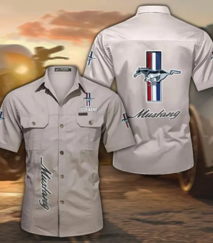 Muscle Car Classic Short Sleeve Shirt, Custom Name CAR392 - Beige