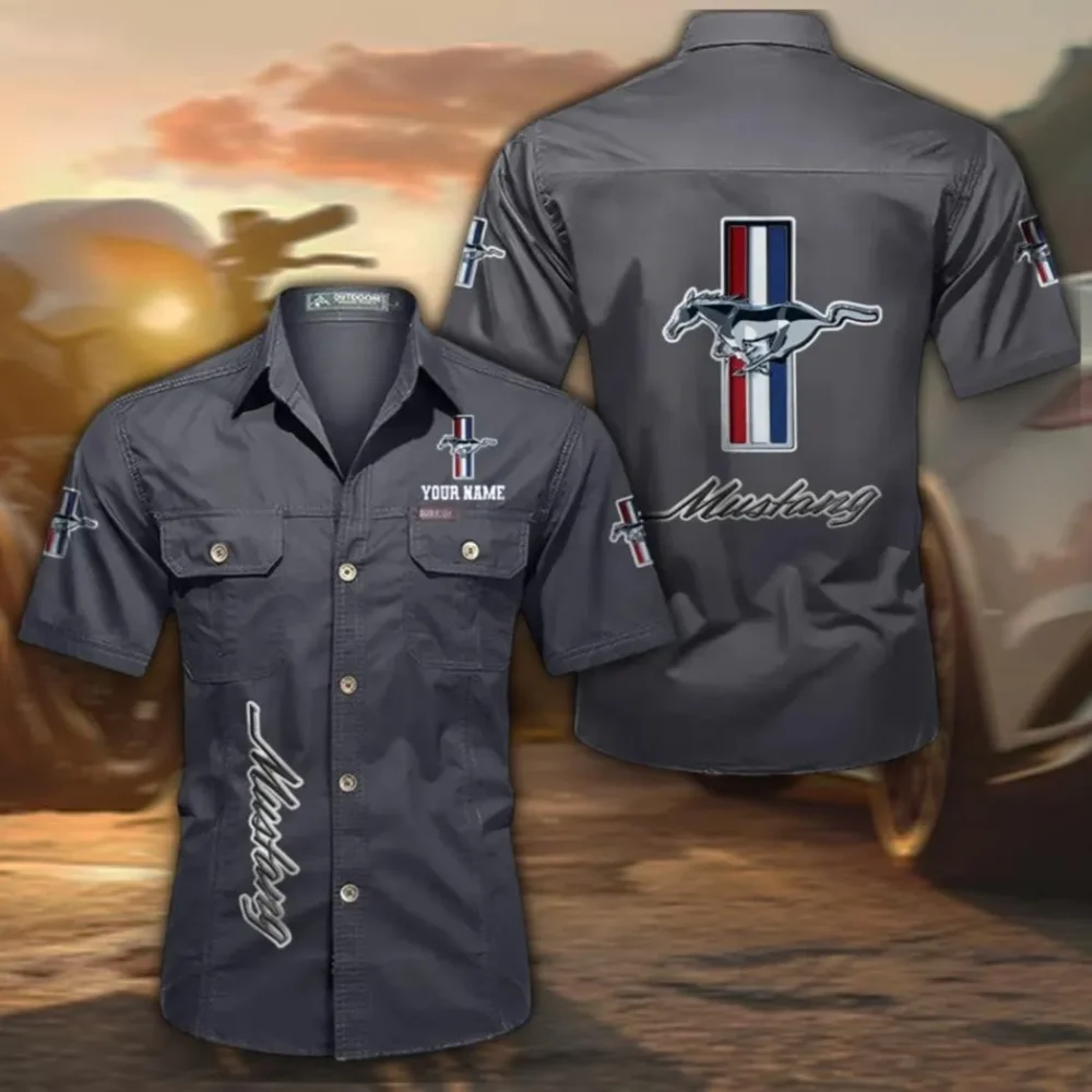 Touring Coupe Cotton Short Sleeve Shirt, Custom Name CAR392 - Gray