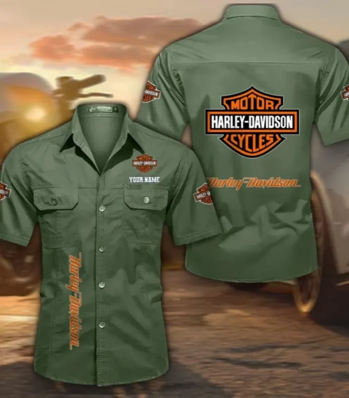 Cruiser Legend Men's Short Sleeve Cotton Shirt, Custom Name CAR392 - Army Green