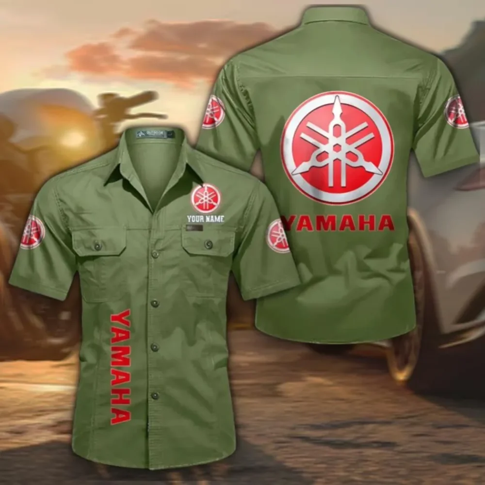 Dual-Sport Bike Breathable Men's Cotton Short Sleeved Shirt, Custom Name CAR392 - Fruit Green