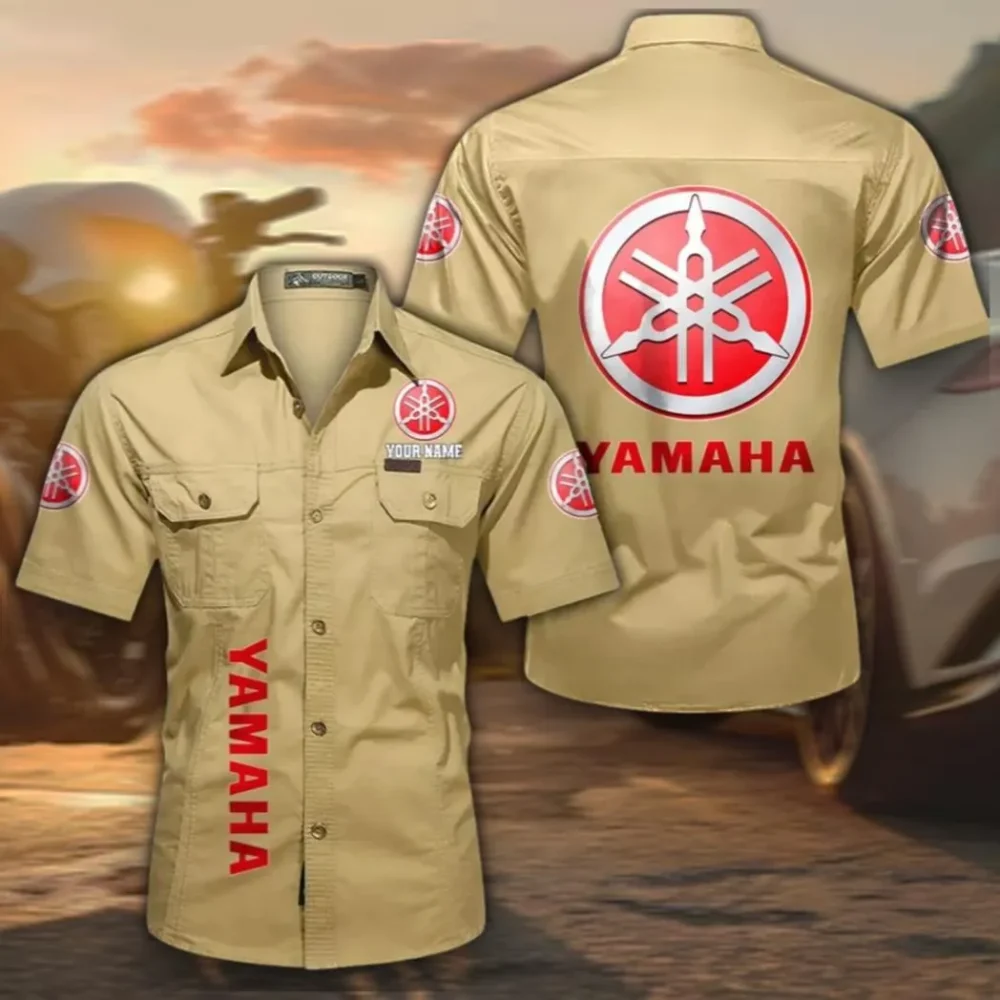 Sport Bike Men's Classic Short Sleeve Shirt, Custom Name CAR392 - Khaki