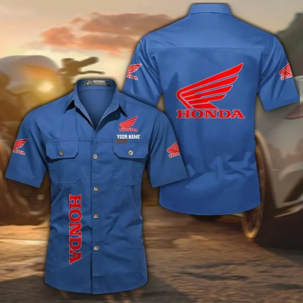 Cruiser Short Sleeve Cotton Shirt, Custom Name CAR392 - Cowboy Blue