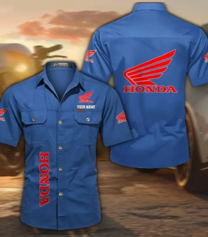 Cruiser Short Sleeve Cotton Shirt, Custom Name CAR392 - Cowboy Blue