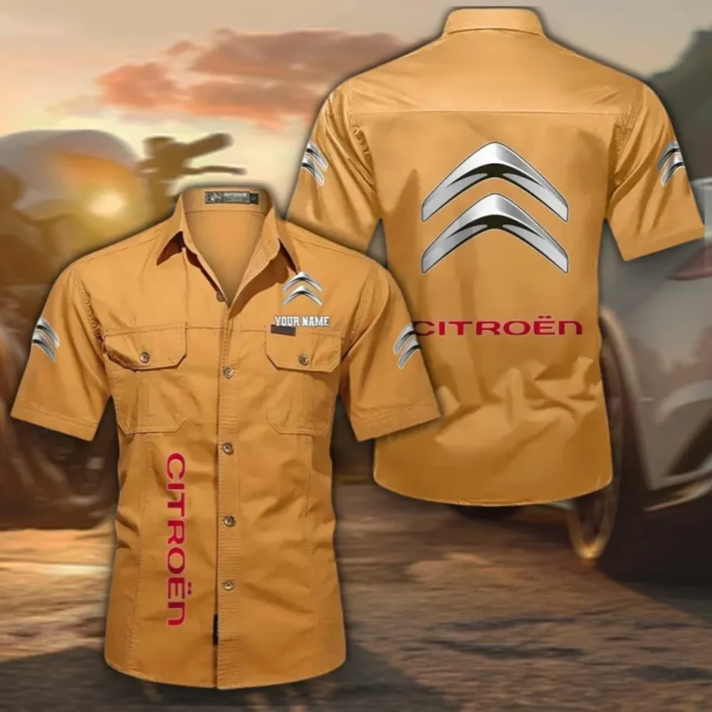 City Car Cotton Short Sleeved Shirt, Custom Name CAR392 - Turmeric