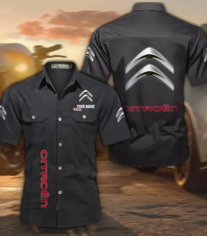 Stylish Crossover Men's Casual Short Sleeved Shirt, Custom Name CAR392 - Black