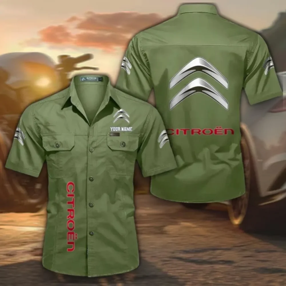 City Car Breathable Men's Cotton Short Sleeved Shirt, Custom Name CAR392 - Fruit Green