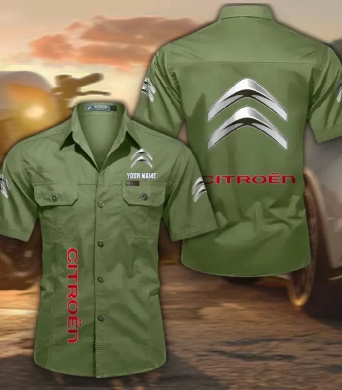 City Car Breathable Men's Cotton Short Sleeved Shirt, Custom Name CAR392 - Fruit Green