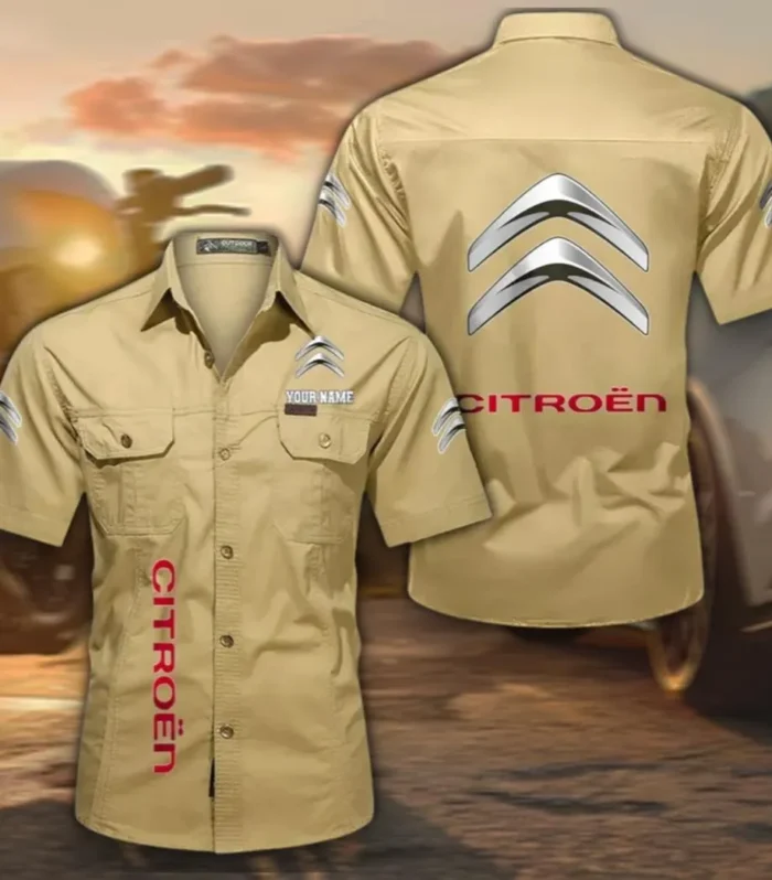 City Car Men's Classic Short Sleeve Shirt, Custom Name CAR392 - Khaki