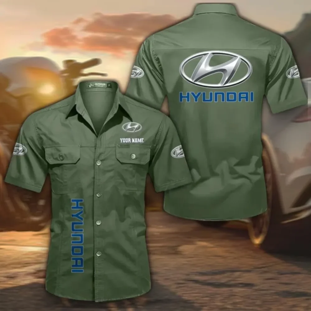 Mid-Size Vehicle Men's Short Sleeve Cotton Shirt, Custom Name CAR392 - Army Green