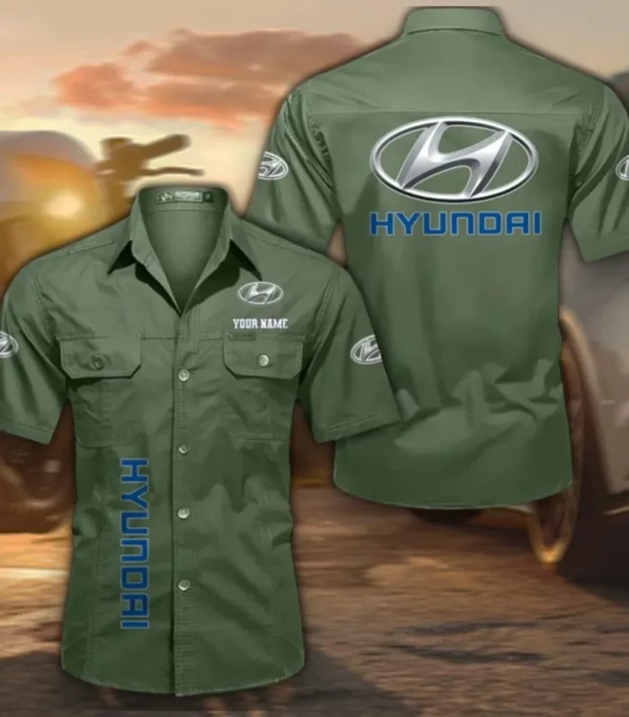 Mid-Size Vehicle Men's Short Sleeve Cotton Shirt, Custom Name CAR392 - Army Green