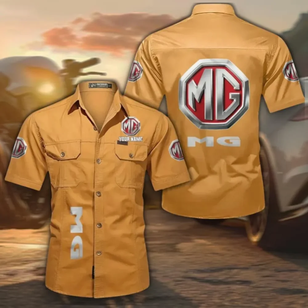 Heritage Vehicle Cotton Short Sleeved Shirt, Custom Name CAR392 - Turmeric