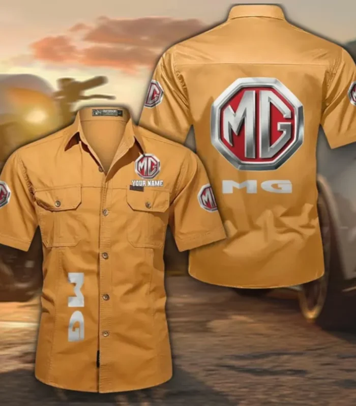 Heritage Vehicle Cotton Short Sleeved Shirt, Custom Name CAR392 - Turmeric