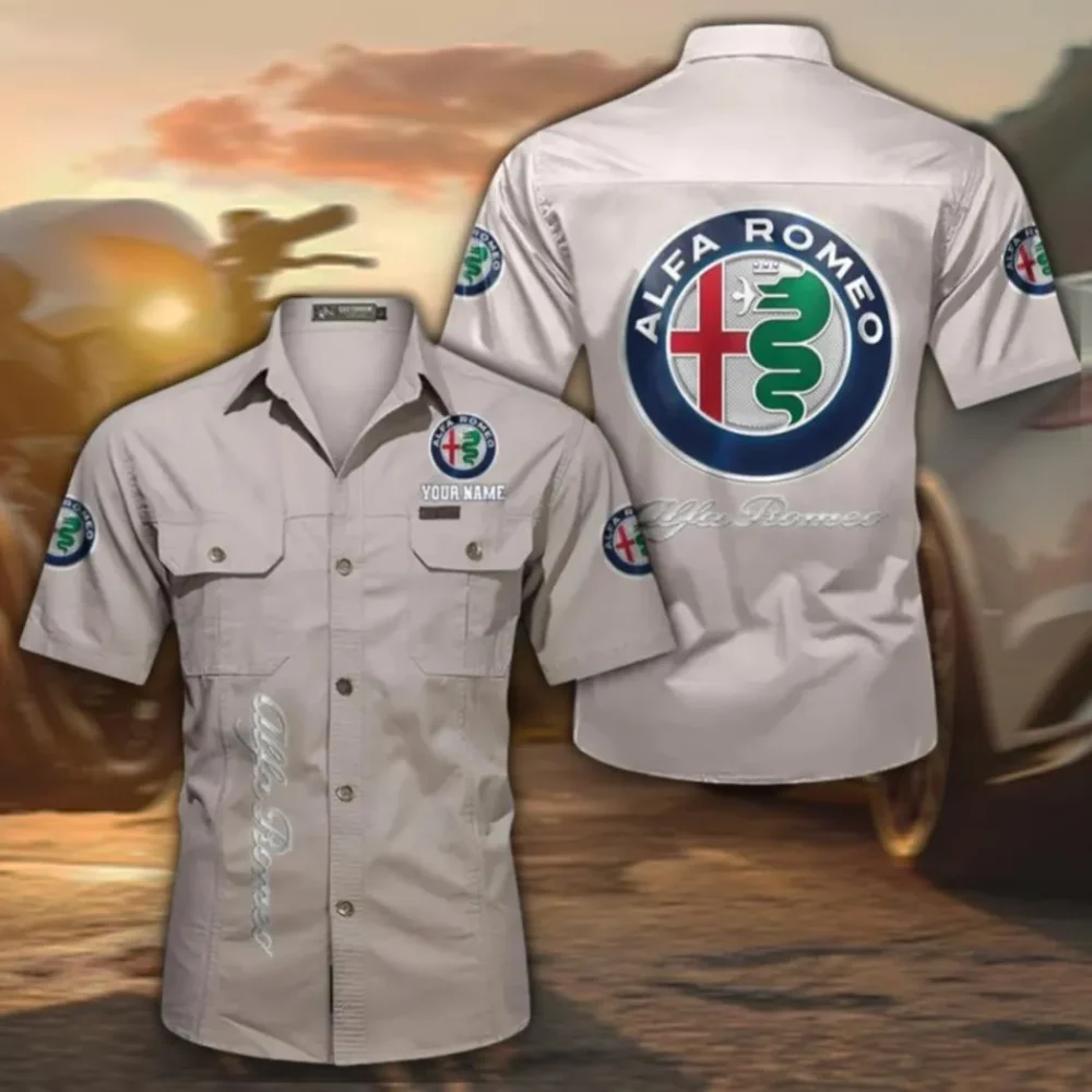 Racing Heritage Classic Short Sleeve Shirt, Custom Name CAR392 - Beige