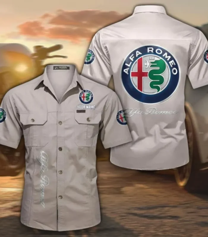 Racing Heritage Classic Short Sleeve Shirt, Custom Name CAR392 - Beige