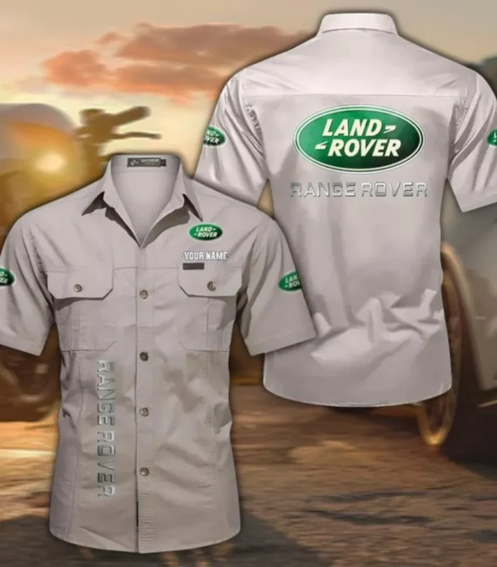 Premium Off-Road Ride Classic Men's Short Sleeve Cotton Shirt, Custom Name CAR392 - Beige