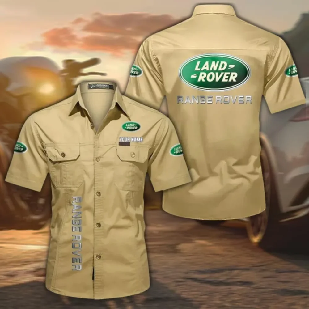 Rugged Terrain Auto Brand Men's Classic Short Sleeve Shirt, Custom Name CAR392 - Khaki