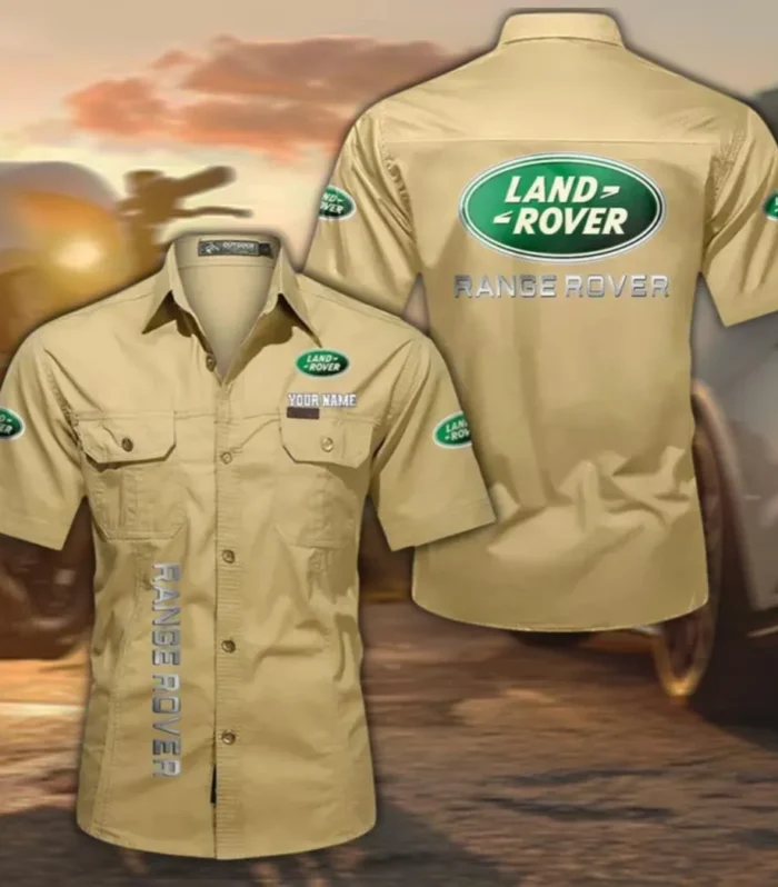 Rugged Terrain Auto Brand Men's Classic Short Sleeve Shirt, Custom Name CAR392 - Khaki