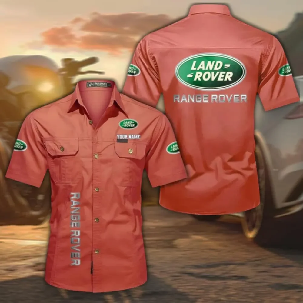 Expedition Vehicle Brand Lightweight Men's Cotton Short Sleeve Shirt, Custom Name CAR392 - Red