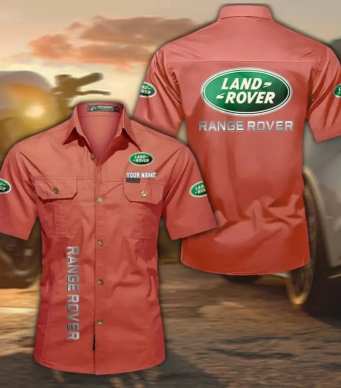 Expedition Vehicle Brand Lightweight Men's Cotton Short Sleeve Shirt, Custom Name CAR392 - Red