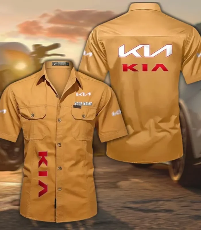 Practical Crossover Men's Short Sleeved Cotton Shirt, Custom Name CAR392 - Turmeric