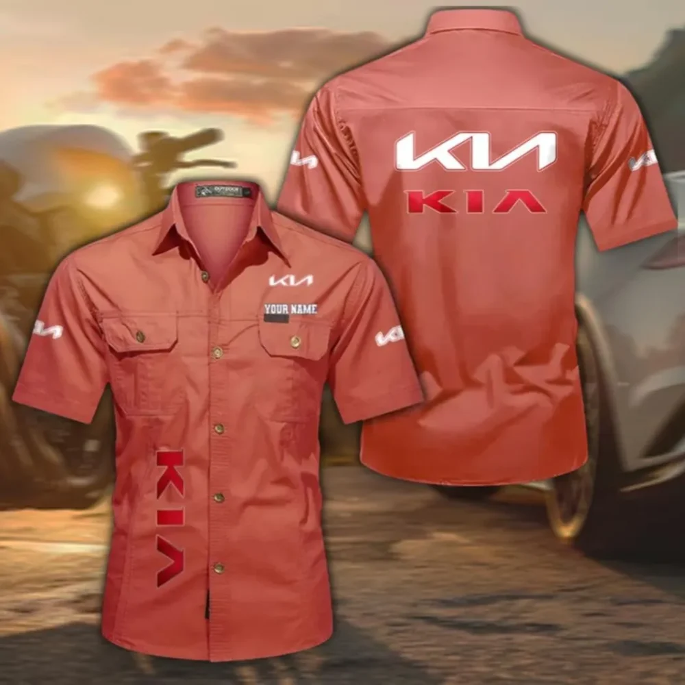 Reliable Automobile Casual Short Sleeve Shirt, Custom Name CAR392 - Red