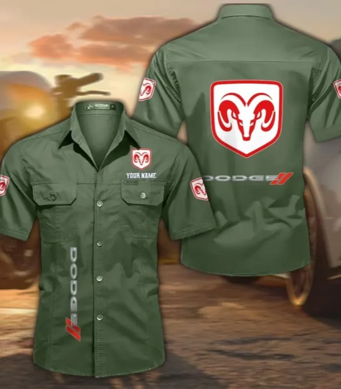 Sports Sedan Men's Cotton Short Sleeved Shirt, Custom Name CAR392 - Army Green