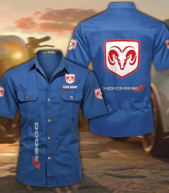 High-Performance Automobile Lightweight Cotton Short Sleeve Shirt, Custom Name CAR392 - Cowboy Blue