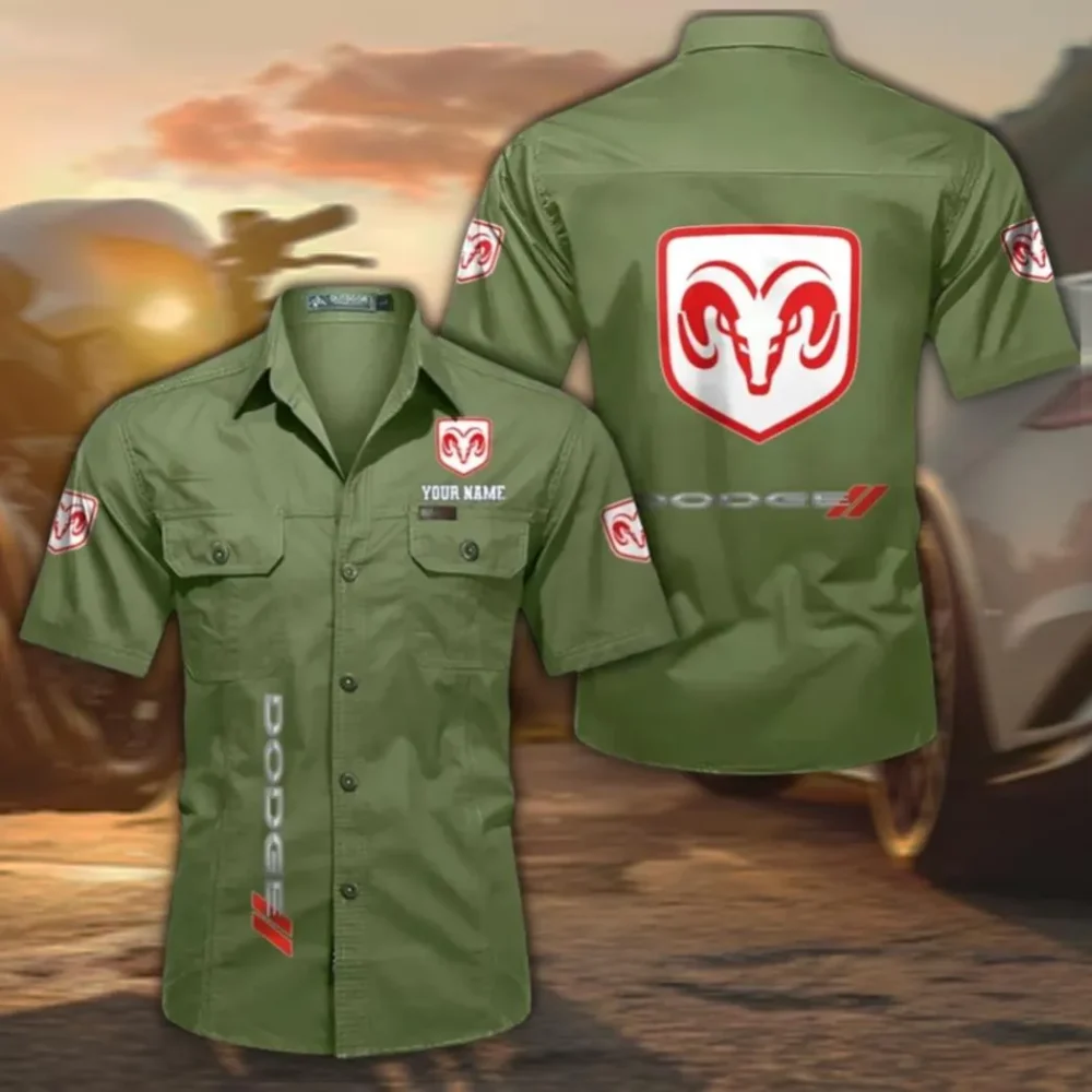 Muscle Car Breathable Men's Cotton Short Sleeved Shirt, Custom Name CAR392 - Fruit Green