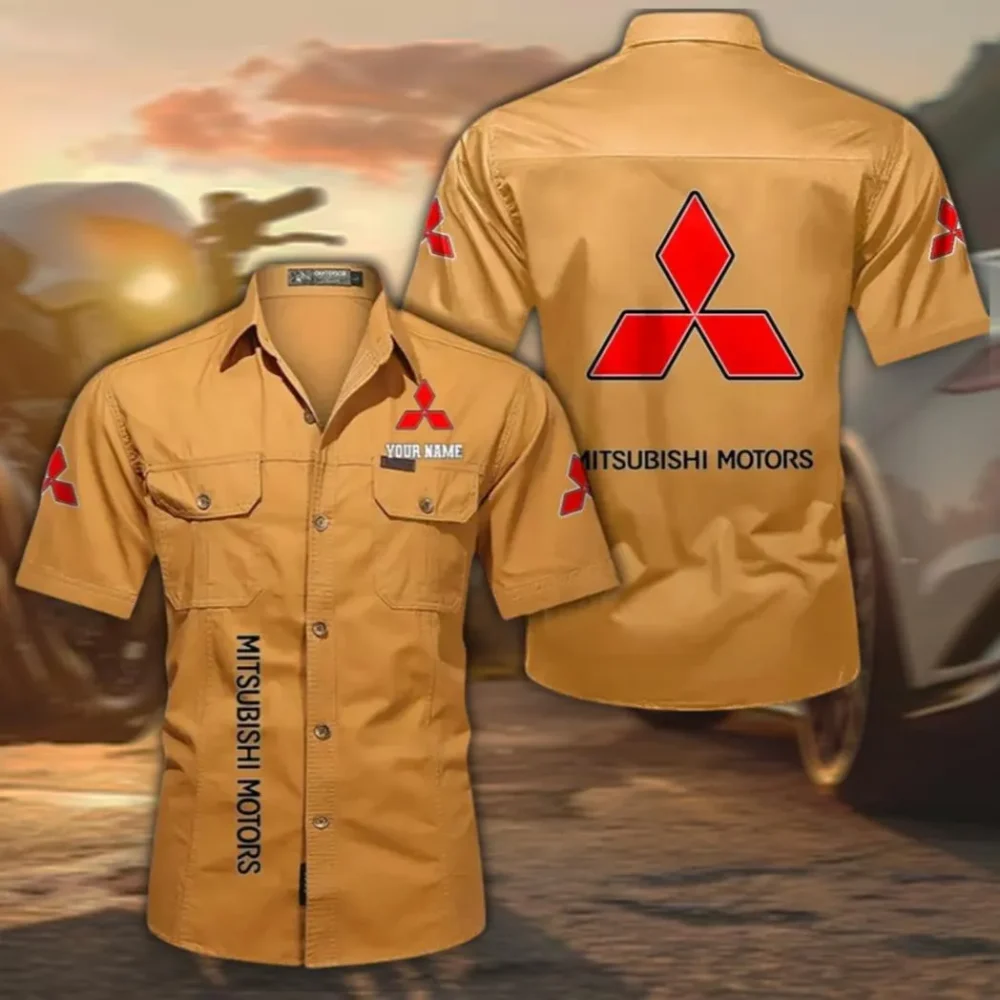 Performance Auto Men's Short Sleeved Cotton Shirt, Custom Name CAR392 - Turmeric