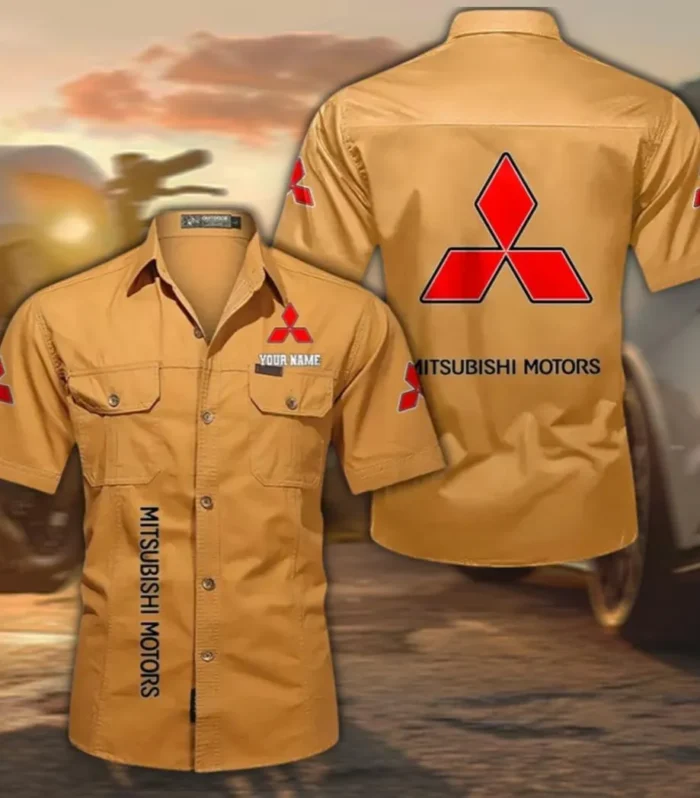 Performance Auto Men's Short Sleeved Cotton Shirt, Custom Name CAR392 - Turmeric