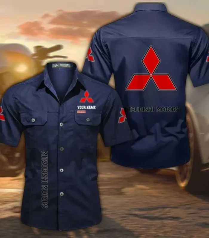 Performance Auto Lightweight Men's Short Sleeved Cotton Shirt, Custom Name CAR392 - Dark Blue