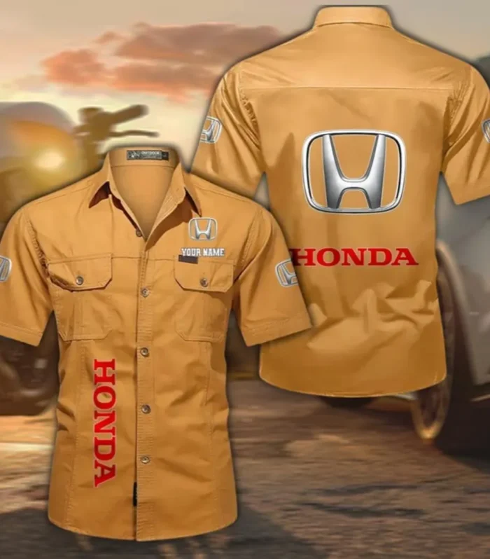Electric Car Cotton Short Sleeved Shirt, Custom Name CAR392 - Turmeric