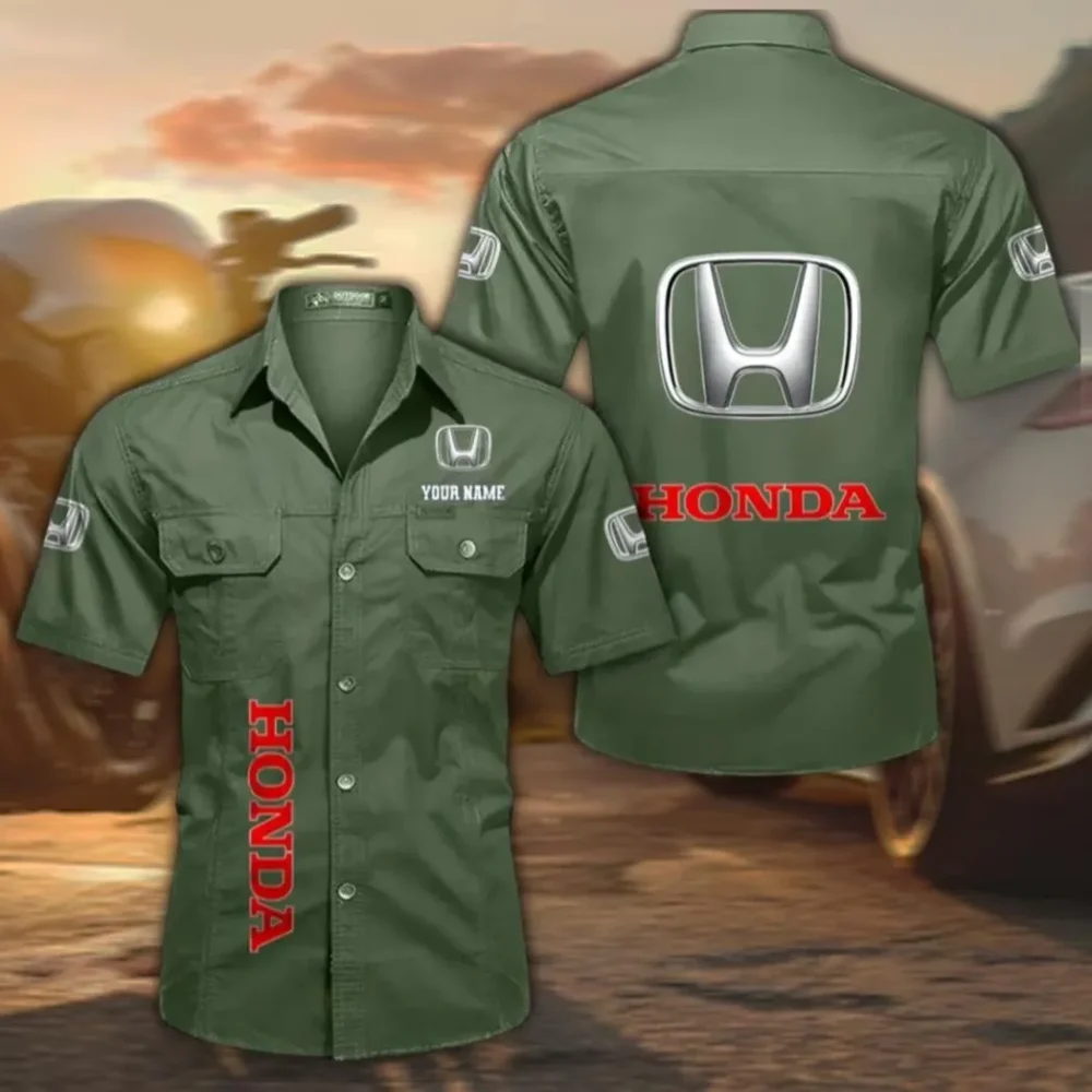 SUV Men's Cotton Short Sleeved Shirt, Custom Name CAR392 - Army Green