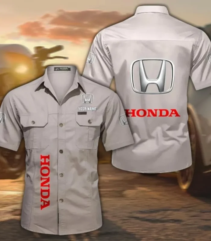 SUV Classic Men's Short Sleeve Cotton Shirt, Custom Name CAR392 - Beige