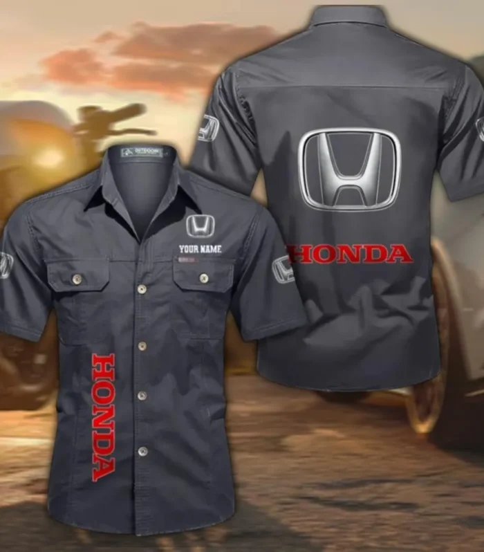 Electric Car Cotton Casual Short Sleeve Shirt, Custom Name CAR392 - Gray