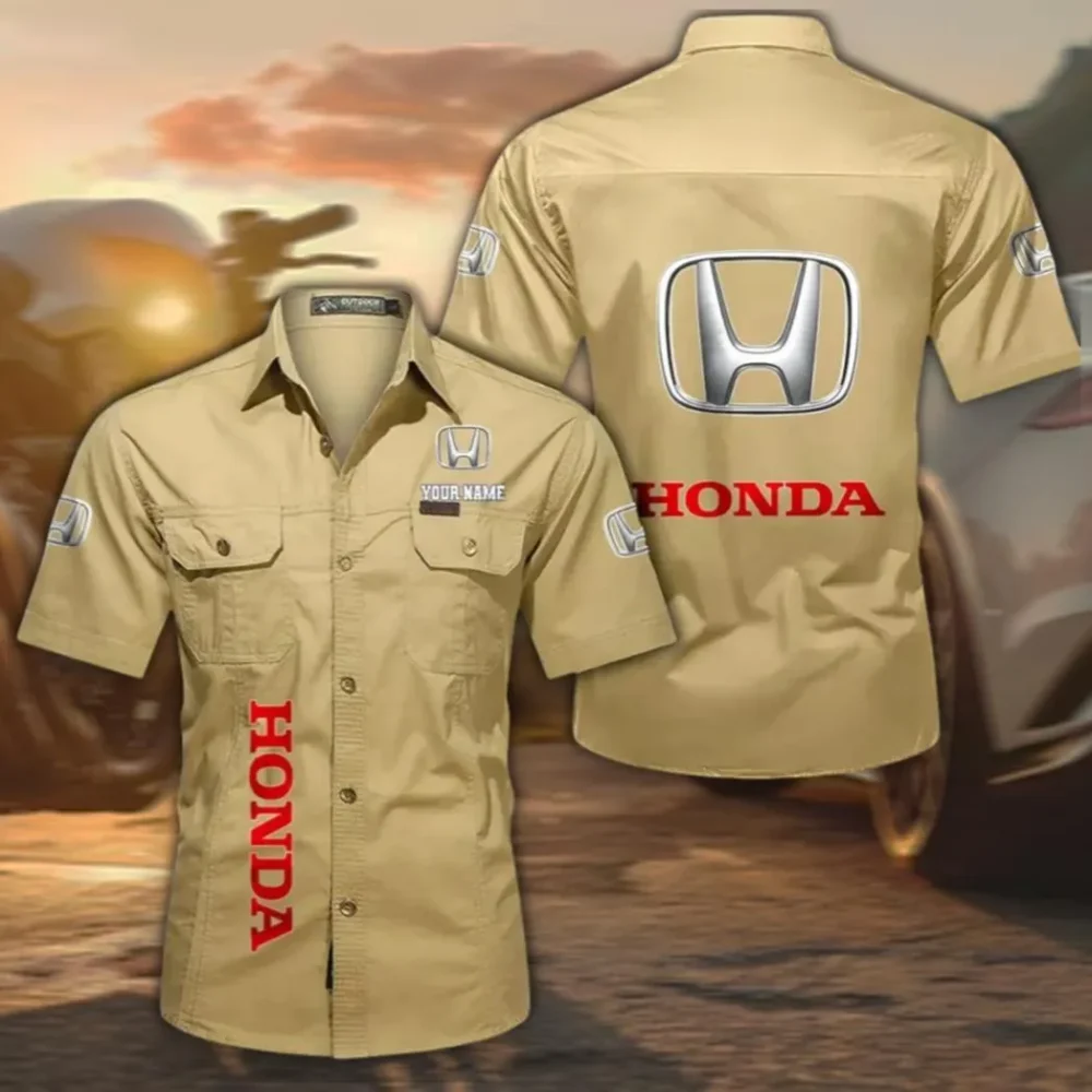 Sedan Men's Classic Short Sleeve Shirt, Custom Name CAR392 - Khaki